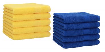 Set di 10 asciugamani per gli ospiti &#8220;Premium&#8221;, colore: giallo e blu reale, misura:  30 x 50 cm