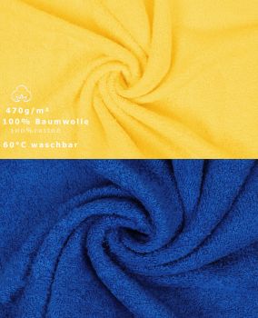 Betz 10 Piece Towel Set PREMIUM 100% Cotton 10 Guest Towels Colour: yellow & royal blue