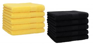 Lot de 10 serviettes d'invité "Premium" taille 30 x 50 cm couleur jaune/noir, qualité 470g/m², 10 serviettes d'invité 30x50 cm en coton de Betz
