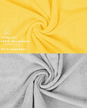 Betz 10 Piece Towel Set PREMIUM 100% Cotton 10 Guest Towels Colour: yellow & silver grey