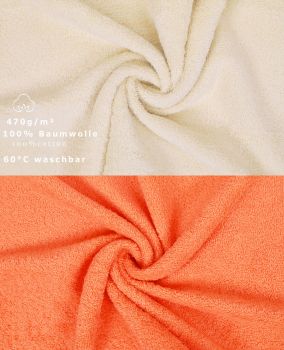 Lot de 10 serviettes d'invité "Premium" taille 30 x 50 cm couleur beige/orange, qualité 470g/m², 10 serviettes d'invité 30x50 cm en coton de Betz