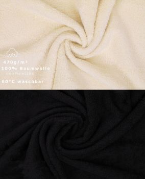 Betz 10 Stück Gästehandtücher PREMIUM 100%Baumwolle Gästetuch-Set 30x50 cm Farbe beige und schwarz