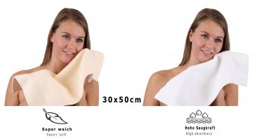 Betz 10 Piece Towel Set PREMIUM 100% Cotton 10 Guest Towels Colour: beige & white
