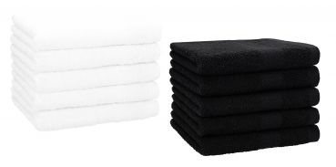 10er Pack Gästehandtücher "Premium" Farbe: Weiß & Schwarz, Größe: 30x50 cm