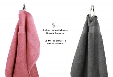 Betz 10 Toallas para invitados PREMIUM 100% algodón 30x50cm en rosa y gris antracita