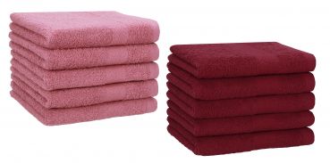 Betz 10 Toallas para invitados PREMIUM 100% algodón 30x50cm en rosa y rojo oscuro