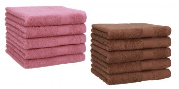 Set di 10 asciugamani per gli ospiti &#8220;Premium&#8221;, colore: rosa antico e marrone noce, misura:  30 x 50 cm