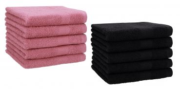 Betz 10 Toallas para invitados PREMIUM 100% algodón 30x50cm en rosa y negro