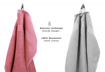 Betz 10 Toallas para invitados PREMIUM 100% algodón 30x50cm en rosa y gris plata