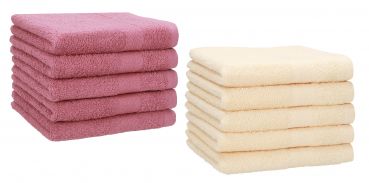 Set di 10 asciugamani per gli ospiti “Premium”, colore: rosa  antico e beige