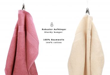 Lot de 10 serviettes d'invité "Premium" taille 30 x 50 cm couleur vieux rose/beige, qualité 470g/m², 10 serviettes d'invité 30x50 cm en coton de Betz