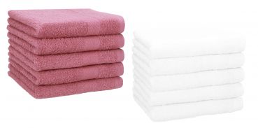 Lot de 10 serviettes d'invité "Premium" taille 30 x 50 cm couleur vieux rose/blanc, qualité 470g/m², 10 serviettes d'invité 30x50 cm en coton de Betz