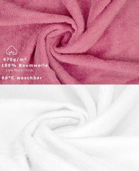 Betz 10 Piece Towel Set PREMIUM 100% Cotton 10 Guest Towels Colour: old rose & white