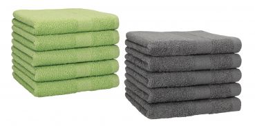 Lot de 10 serviettes d'invité "Premium" taille 30 x 50 cm couleur vert pomme/gris anthracite, qualité 470g/m², 10 serviettes d'invité 30x50 cm en coton de Betz