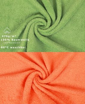 Betz 10 Piece Towel Set PREMIUM 100% Cotton 10 Guest Towels Colour: apple green & orange