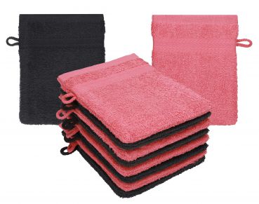 Betz Paquete de 10 manoplas de baño PREMIUM 100% algodón 16x21 cm grafito - rojo frambuesa
