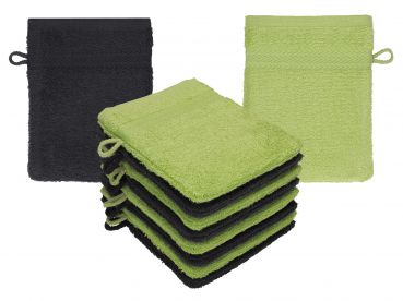Betz 10 Stück Waschhandschuhe PREMIUM 100% Baumwolle Waschlappen Set 16x21 cm Farbe graphit - avocadogrün