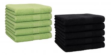 Betz 10 Stück Gästehandtücher PREMIUM 100%Baumwolle Gästetuch-Set 30x50 cm Farbe apfelgrün und schwarz