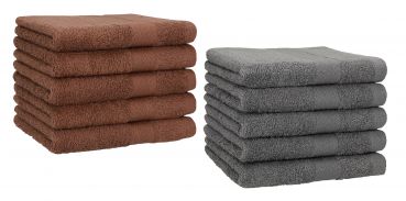 Betz 10 Toallas para invitados PREMIUM 100% algodón 30x50cm en nuez y gris antracita