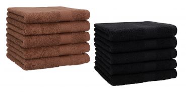 Betz 10 Piece Towel Set PREMIUM 100% Cotton 10 Guest Towels Colour: hazel & black