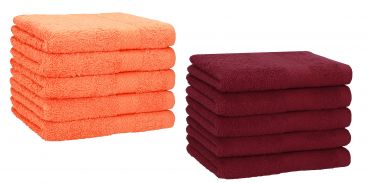 Betz 10 Stück Gästehandtücher PREMIUM 100%Baumwolle Gästetuch-Set 30x50 cm Farbe orange und dunkelrot