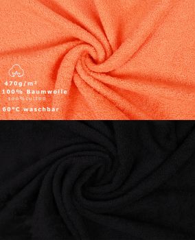 10er Pack Gästehandtücher "Premium" Farbe: Orange & Schwarz, Größe: 30x50 cm
