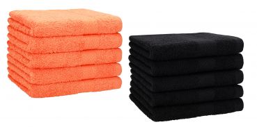 10er Pack Gästehandtücher "Premium" Farbe: Orange & Schwarz, Größe: 30x50 cm