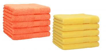 Betz 10 Toallas para invitados PREMIUM 100% algodón 30x50cm en naranja y amarillo