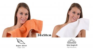 Betz 10 Stück Gästehandtücher PREMIUM 100%Baumwolle Gästetuch-Set 30x50 cm Farbe orange und weiß