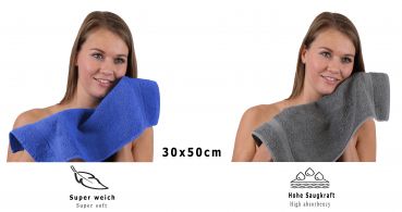 Betz 10 Piece Towel Set PREMIUM 100% Cotton 10 Guest Towels Colour: royal blue & anthracite