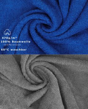 Betz 10 Piece Towel Set PREMIUM 100% Cotton 10 Guest Towels Colour: royal blue & anthracite