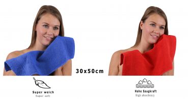 Betz 10 Piece Towel Set PREMIUM 100% Cotton 10 Guest Towels Colour: royal blue & red