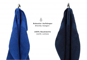 Betz 10 Stück Gästehandtücher PREMIUM 100%Baumwolle Gästetuch-Set 30x50 cm Farbe royalblau und dunkelblau