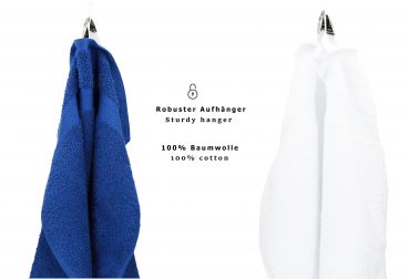 Betz 10 Piece Towel Set PREMIUM 100% Cotton 10 Guest Towels Colour: royal blue & white