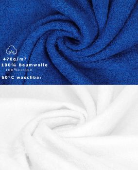 Betz 10 Piece Towel Set PREMIUM 100% Cotton 10 Guest Towels Colour: royal blue & white