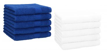 Set di 10 asciugamani per gli ospiti &#8220;Premium&#8221;, colore: blu reale e bianco, misura:  30 x 50 cm