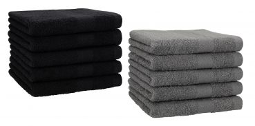 Lot de 10 serviettes d'invité "Premium" taille 30 x 50 cm couleur noir/gris anthracite, qualité 470g/m², 10 serviettes d'invité 30x50 cm en coton de Betz