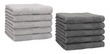 Set di 10 asciugamani per gli ospiti &#8220;Premium&#8221;, colore: grigio argento e grigio antracite, misura:  30 x 50 cm