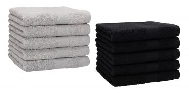 Betz 10 Piece Towel Set PREMIUM 100% Cotton 10 Guest Towels Colour: silver grey & black