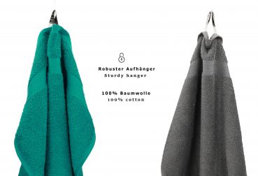 Betz 10 Piece Towel Set PREMIUM 100% Cotton 10 Guest Towels Colour: emerald green & anthracite