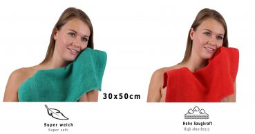 Betz 10 Piece Towel Set PREMIUM 100% Cotton 10 Guest Towels Colour: emerald green & red