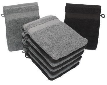 Betz lot de 10 gants de toilette taille 16x21 cm 100% coton Premium couleur marron foncé, gris anthracite