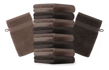 Betz lot de 10 gants de toilette taille 16x21 cm 100% coton Premium couleur marron foncé, noisette