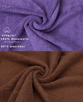 Betz 10 Piece Wash Mitt Set PREMIUM 100% Cotton  Size:16x21cm  Colour: purple & hazel