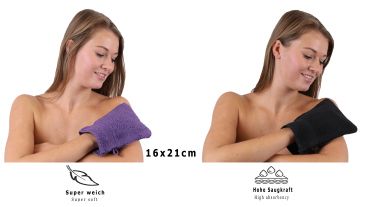 Manopla de baño “Premium” de 10 piezas, de color lila y negro