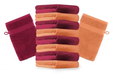 Lot de 10 gants de toilette "Premium" orange et rouge foncé, taille: 16x21 cm