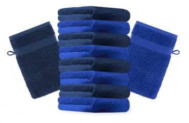 Betz 10 Stück Waschhandschuhe PREMIUM 100%Baumwolle Waschlappen Set 16x21 cm Farbe dunkelblau und royalblau