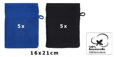 Betz 10 Piece Wash Mitt Set PREMIUM 100% Cotton  Size:16x21cm  Colour: royal-blue & black