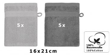 Manopla de baño “Premium” de 10 piezas, de color gris antracita y gris argentado