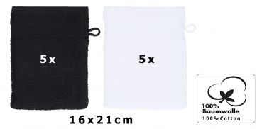 10 Piece Set Wash Mitts Premium Colour: black and white, Size: 16 x 21 cm